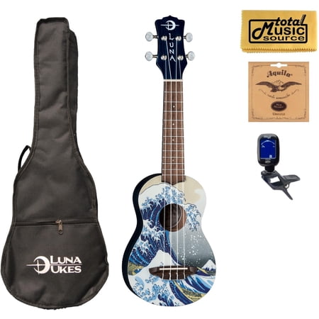 Luna UKE GW SOPRANO Uke Great Wave Soprano Ukulele Bundle