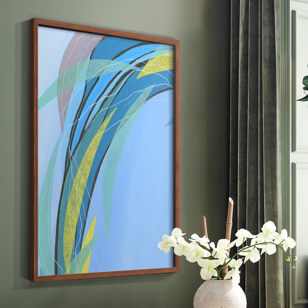 Circulating Flow III Framed Print in Brown Solid Wood Framed Print No Nail Hanging