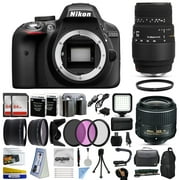 Nikon D3300 DSLR Digital Camera with 18-55mm VR II + Sigma 70-300mm Lens + SanDisk 128GB Memory + 2 Batteries + Charger + LED Video Light + Backpack + Case + Filters + Auxiliary Lenses