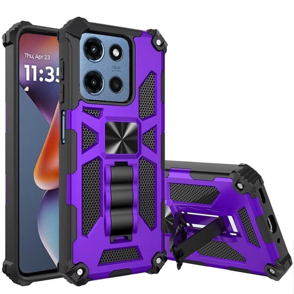 For Motorola Moto G 5G 2026 XT2613V Machine Kickstand Phone Case   Tempered Glass - TCT Purple