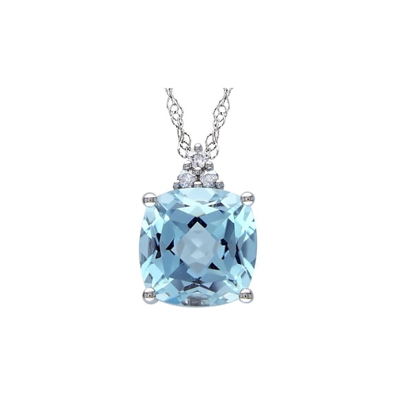 2.5 Carat (Ctw) Blue Topaz and Diamond Pendant Necklace in 10K White Gold with Chain for Women