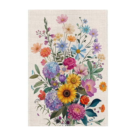 Garden Flag, Heart-Shaped Floral Wreath Welcome Decoration, Weatherproof Outdoor Flag for Patios, Porches, Yards, and Gardens, for Spring and Summer Decor