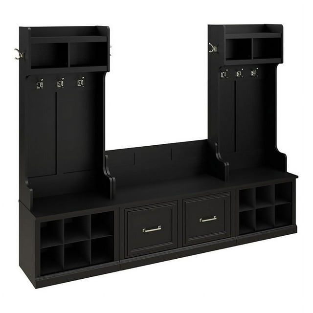 Ensemble de Rangement d'Entrée Woodland avec Portes en Chêne Daim Noir - Bois Manufacturé