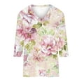 thumbnail image 4 of Xdegoge Plus Size Womens Clothes Clearance Womens 3/4 Sleeve T Shirts Trendy V Neck T Shirts Floral Summer Tunic Ladies Tops Elegant Dressy Casual Blouses Fashion Vacation Tee Shirts Ropa Mujer, 4 of 4