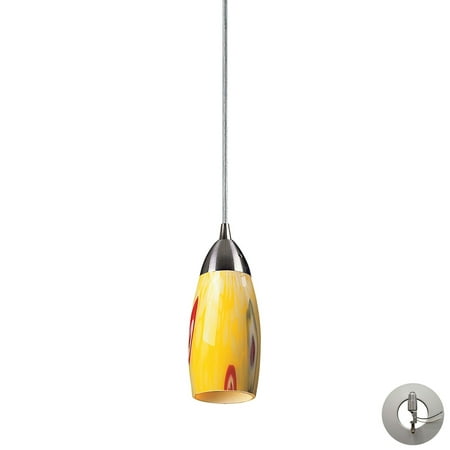 

Elk Home Milan 3 Wide 1-Light Pendant - Satin Nickel with Yellow Blaze Glass (Includes Adapter Kit)