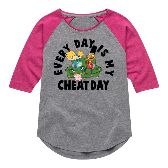 Hey Arnold! - Cheat Day - Toddler And Youth Girls Raglan Graphic T-Shirt