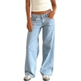 thumbnail image 1 of Pantalones vaqueros de pierna ancha for mujer, de talle bajo, holgados, pierna recta, pantalones de mezclilla for novio, pantalones vaqueros sueltos casuales, estilo niña Y2K, 1 of 5