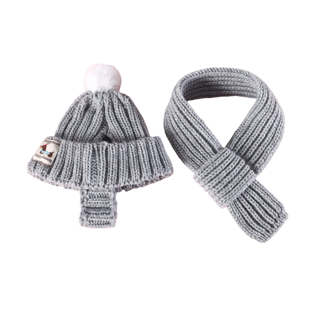 Knitted Doggies Scarf Hat Set Dog Costumes Winter Warm Clothes for Small Dogs Cats New Year Dogs Costumes Accessories