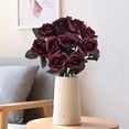 thumbnail image 2 of 10 Pcs Fake Roses Artificial Flowers with Long Stems, 15'' Black Faux Silk Roses Bouquet for Floral Arrangement Wedding Centerpiece Party Home HalloweenDecorations, 2 of 5