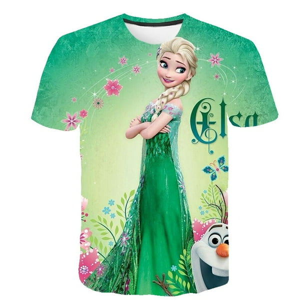 Camisetas de manga corta para niños Frozen 2, camisetas para niñas y niños, camisetas casuales de verano, camisetas de 1 a 14 años, camisetas de Elsa para niños, ropa 11T Gao Jinjia LED