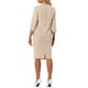 thumbnail image 3 of INSPIRAR CHIC Conjunto de Traje de 2 Piezas para Mujer Chaqueta Sin Cuello de Manga 3/4 Falda Lápiz de Cintura Alta Atuendos de Trabajo Caqui 3XL, 3 of 6