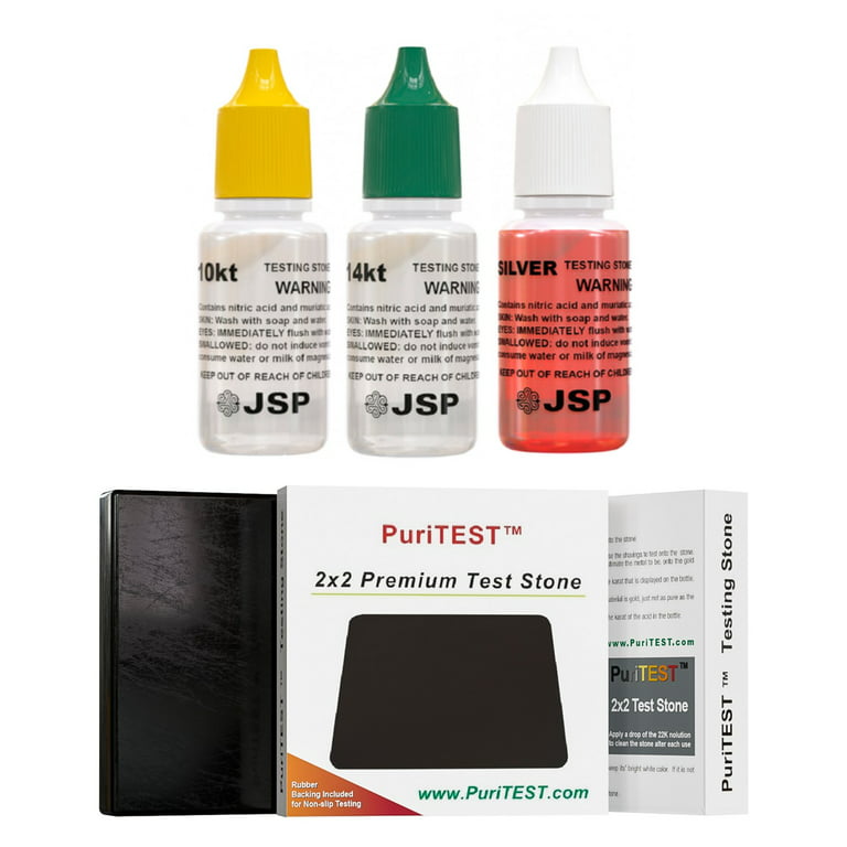 GTE Gold/Silver Test Acid Tester Kit 10K 14K .999 .925 Sterling Testing Stone Detect Precious Metals Oro