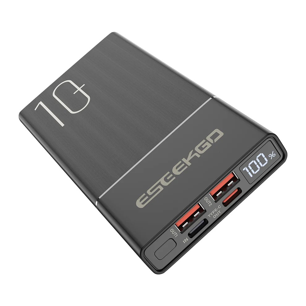 10000mAh 20W PD Power Delivery + 22.5W Quick Charge Fast Charging High-Capacity Power Bank Battery Charger - Black
