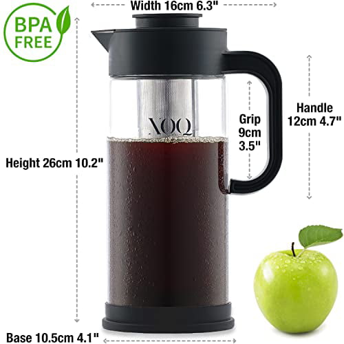 XOQ Cold Brew Coffee Maker + Chiller Kit + 50oz/1.5L Glass Cold Brew Maker  - Iced Coffee Maker & Ice Tea Maker - Large Iced Coffee Pitcher for Fridge