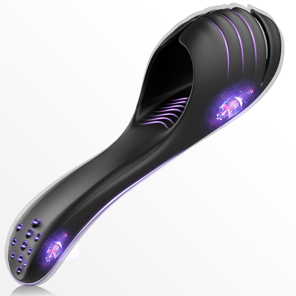 CHEVEN Adjustable Handheld Male Vibrator Maturbator, Male Sex Toys for Men for Glans Testicle Perineum Ejaculation with 2 Motors 9 Vibrations