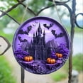 thumbnail image 5 of XINGXIANG Halloween Door Sign - 5 Style 11.8 Inch Wooden Circle Plaque with Raven, Castle, Skeleton, Witch Cat Decor,Halloween Decorations Bedroom,Halloween Door Decorations, 5 of 5