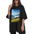 thumbnail image 4 of Plus Size Shirt for Women Oversized Black Tops for Women Short Sleeves Shirt for Women Mountain Landscape 3 T Shirt Crewneck Shirt for Women M, 4 of 5