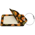 thumbnail image 2 of Disketp 2 Pcs Luggage Tag For Suitcase,Orange Pumpkin Autumn Maple Falling Leaves Leather Baggage Tag With Stainless Steel Loop Privacy Cover For Women Men Girls, 2 of 5