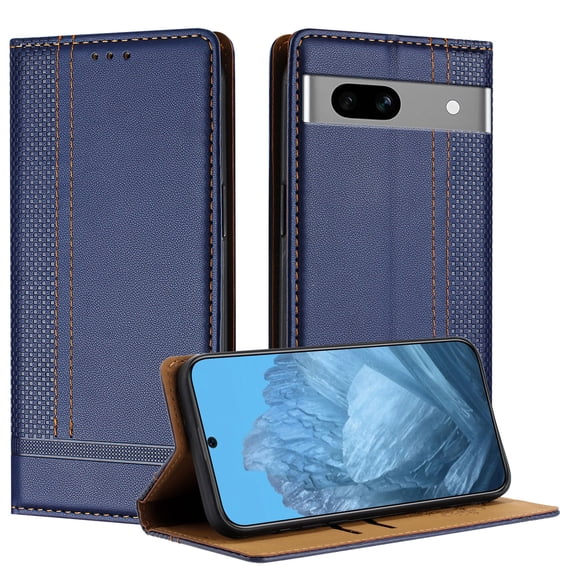 for Google Pixel 7a Slim Case with Card Holder, Premium PU Leather Wallet Case with Flip Card Slots Kickstand & Magnetic Closure for Google Pixel 7a, Blue