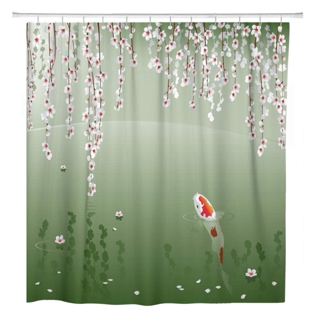 SUTTOM Koi Carp in Spring Pond Sacred ese Fish Under Bathroom Shower