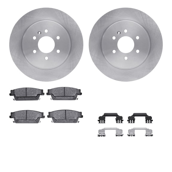 Dynamic Friction Company Rear Brake Rotors with 5000 Euro Ceramic Brake Pads includes Hardware 6612-46117