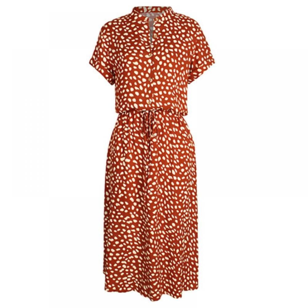 chap sundhed type MonfinceLadies 2021 summer polka dot short-sleeved dress Original design  European and American fashion women's hot-sale style XL - Walmart.com