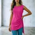 thumbnail image 4 of Kukoosong Women's Tunic Tank Tops, Side Ruched Irregular Hem Loose Fit Camisole Tops, Soft Stretchy Long Vest Shirts for Beach, Summer Casual Round Neck Sleeveless Tanks, 4 of 7