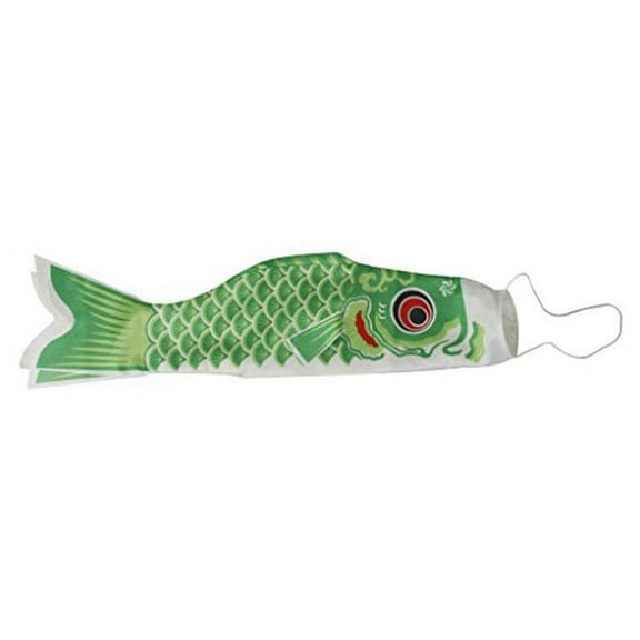 ibasenice Japanese Windsock Koinobori Green Carp Flag Outdoor Hanging Polyester