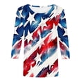thumbnail image 4 of Honeeladyy American Flag T Shirt Women 3/4Sleeves Casual Shirts Pullover Loose Tunic Tops Print Blouse Outwear(White,2XL), 4 of 5