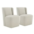 thumbnail image 4 of CHITA Modern Dining Chair with Casters Set of 2, Upholstered Dining Room Chairs, Fabric in Linen, 4 of 13
