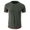 thumbnail image 2 of Jinda Men's Cotton T Shirt Fashion Contrast Color T-Shirt Classic Summer Soft Light Short Sleeve Comfy Slim Fit Top Grey XX-Large, 2 of 4