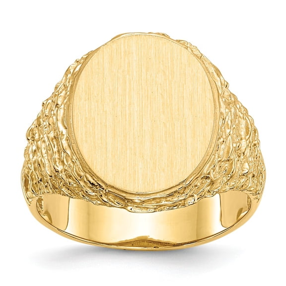 14K Yellow Gold Ring Band Signet 17.0x14.0mm Open Back Men's