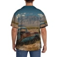 thumbnail image 3 of Gaeub Deserted Classic Car Landscape Men's Lapel Short Sleeve Shirt,Cuban Shirts For Men,Short Sleeve Button Down Men, Soft and Breathable for Outdoors Party Travel-Medium, 3 of 5