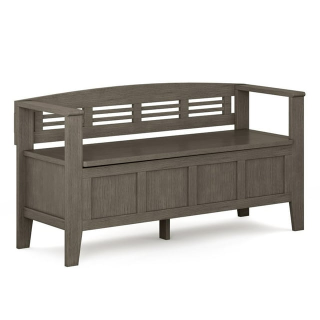 Simpli Home Adams Wood 48" Contemporary Entryway Bench in Farmhouse Gray