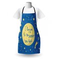 thumbnail image 3 of I Love You Apron, Comet Astronomical Feelings in Shooting Star Space Cosmic Orbit Concept, Unisex Kitchen Bib with Adjustable Neck for Cooking Gardening, Adult Size, Yellow Violet Blue, by Ambesonne, 3 of 4