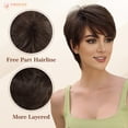thumbnail image 3 of PHOCAS Black Cherry Short Pixie Wigs for Women Synthetic Black Short Wigs with Bangs Wefted Wig Caps, 3 of 9
