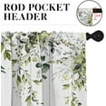 thumbnail image 5 of Eucalyptus Kitchen Window Curtains Valance and Tier Set 36 Inch, Rustic Botanical Sage Green Leaf 3 Piece Window Treatment Tiers Kitchen Decor Country White Wooden Wood Plank Rod Pocket Drapes, 5 of 6