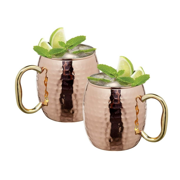 Moscow Mule Hammered Copper Mugs for Cocktails and Ice Cold Beverages ...