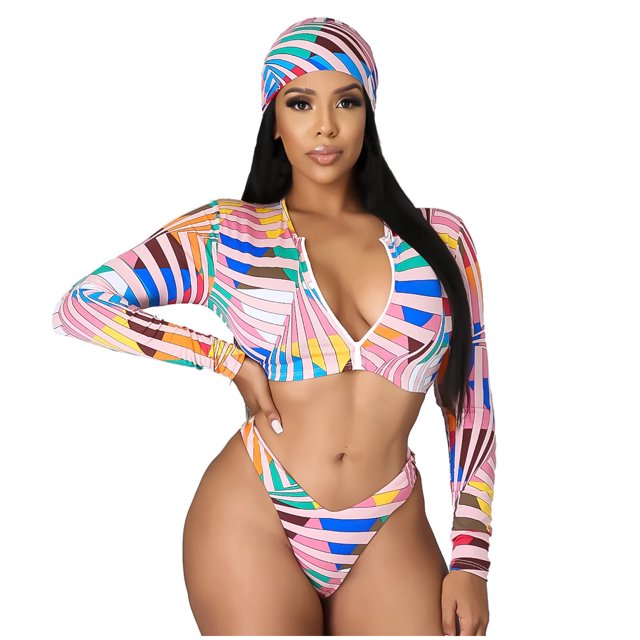Conjunto de traje de baño de tres piezas con estampado de bikini elegante y cómodo para mujer OAVQHLG3B Store lin121212