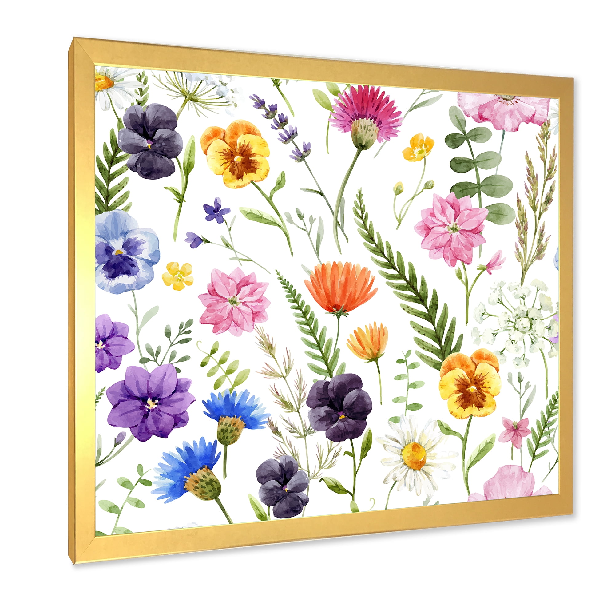 Designart 'Coloful Wildflowers Floral Pattern I' Traditional Framed Art Print