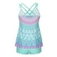 thumbnail image 4 of Traje de baño de 2 piezas para mujer, trajes de baño para mujer, traje de baño de mujer con abertura trasera, estampado de hojas multicolor, pantalones y tirantes, traje de baño dividido para mujer, 4 of 6