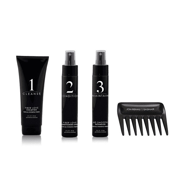 Jon Renau Travel Size Synthetic Hair Care Kits (Shampoo, Conditioner, Detangler and Comb)