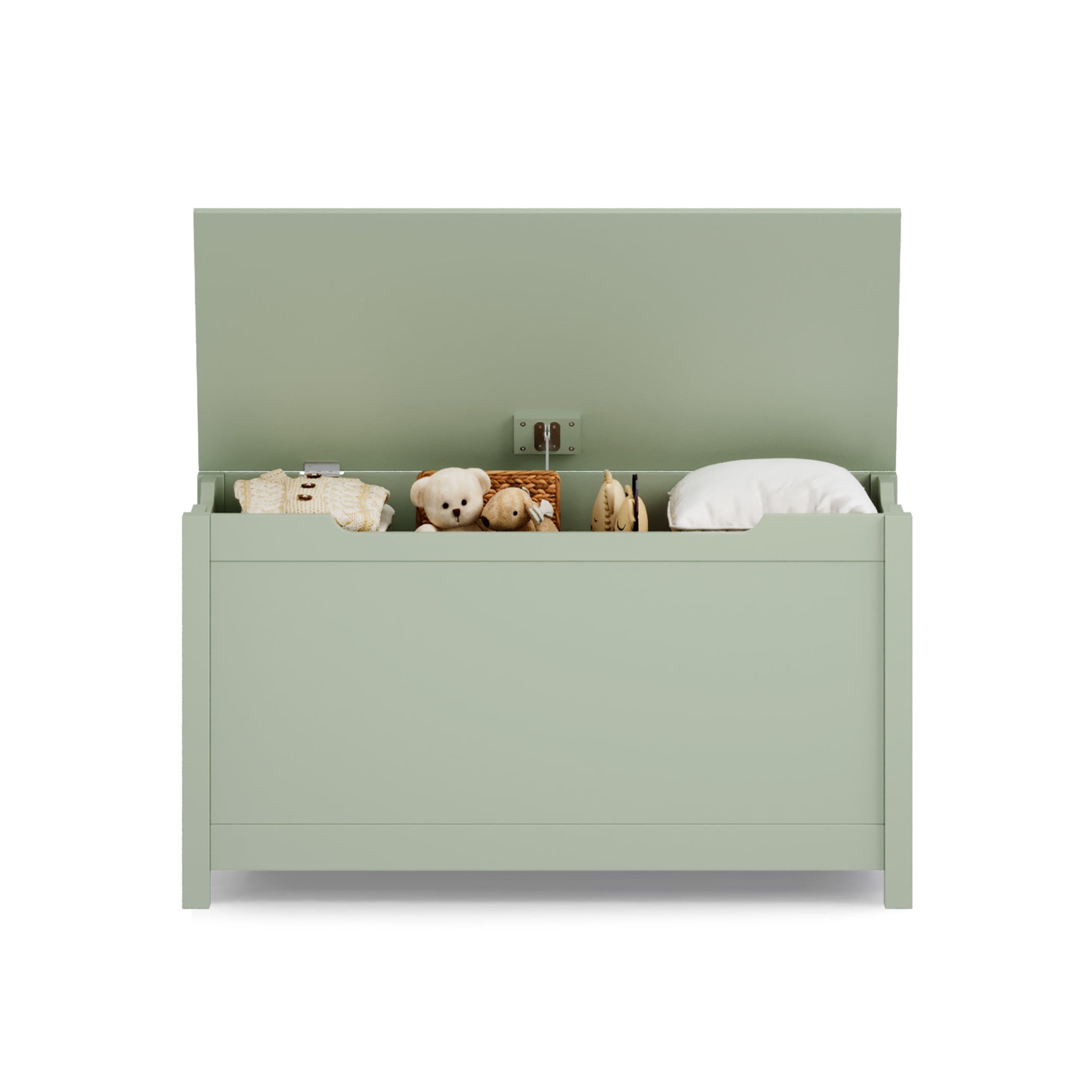Noble House Thalhill 31.5" Kids Wooden Toy Box, Safety Hinged Lid Storage Chest Bench, Toy Organizer Kid Room, Sage