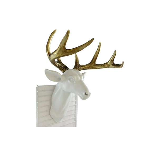 Pine Ridge Medium White Deer Head With Gold Antlers - Unique Animal-friendly Light-weight Wall Mount Hanging Sculpture Beautifully Hand Painted and Crafted Polyresin - Great For Arts and Crafts