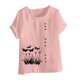 thumbnail image 4 of Vestidos Casuales Para Mujer, Blusas De Mujer De Moda Blusa informal de lino con cuello redondo, manga corta y botones para mujer, 4 of 4