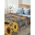 thumbnail image 4 of Sunflower Full Size Flat Sheet, Wrinkleproof & Fadeproof Cooling Flat Bed Sheet Only, Spring Yellow Floral Rustic Butterfly Wood Grain Breathable Soft Bedding Top Sheets 81 x 96 Inches, 4 of 8