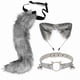 thumbnail image 2 of Conjunto de orejas y cola de gato y zorro, disfraz de animal para cosplay, ideal para cumpleaños y Halloween. Gris, 2 of 9