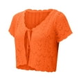 thumbnail image 6 of Cute Cardigans Women Breathable Lace Knit Summer Beach Cover Up For Short Sleeve Open Front Outfits Clothes, 6 of 6