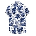 thumbnail image 5 of Erwazi Men's Hawaii Printed Cotton Linen Shirt Short Sleeve Collared Button Down Casual Shirt with Chest Pocket, 5 of 7