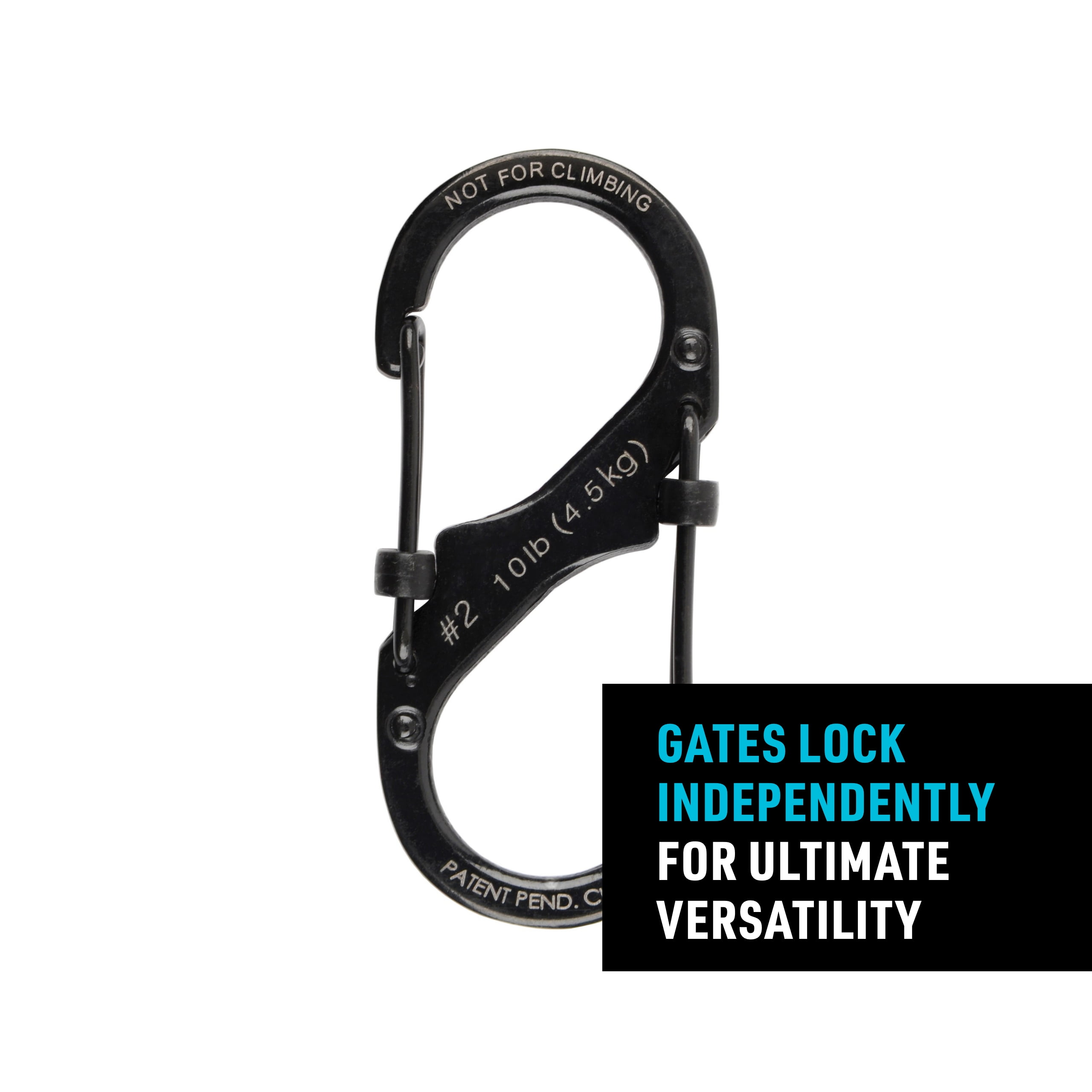Nite Ize S-Biner SlideLock Stainless Steel - Secure Key Holder Carabiner with SlideLocks - Key & Keychain Organizer - Lockable Carabiner for Daily Use - Size 2, Black (5 Pack)